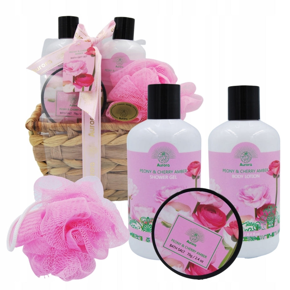 AURORA PEONY & CHERRY AMBER Basket Gift set 4 pcs.