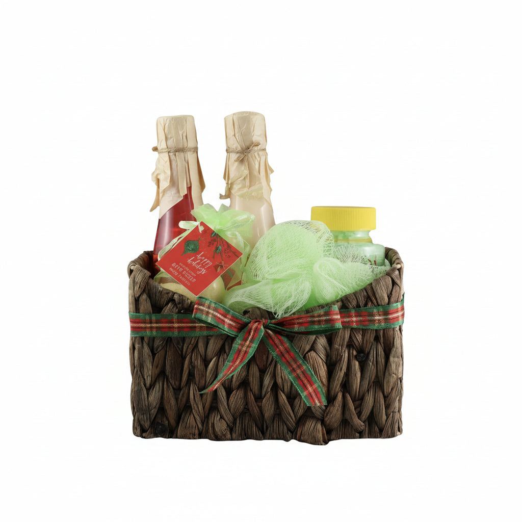 AURORA XMAS Basket dark brown Gift set 5 pcs. Lotus Flower